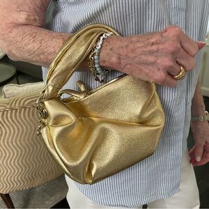 Bonny Metallic Leather Top-Handle Bag